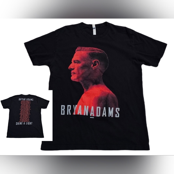 Bryan Adams Shine A Light 2019 Concert Tour Black T-Shirt Men Large Rock Music - Picture 1 of 6